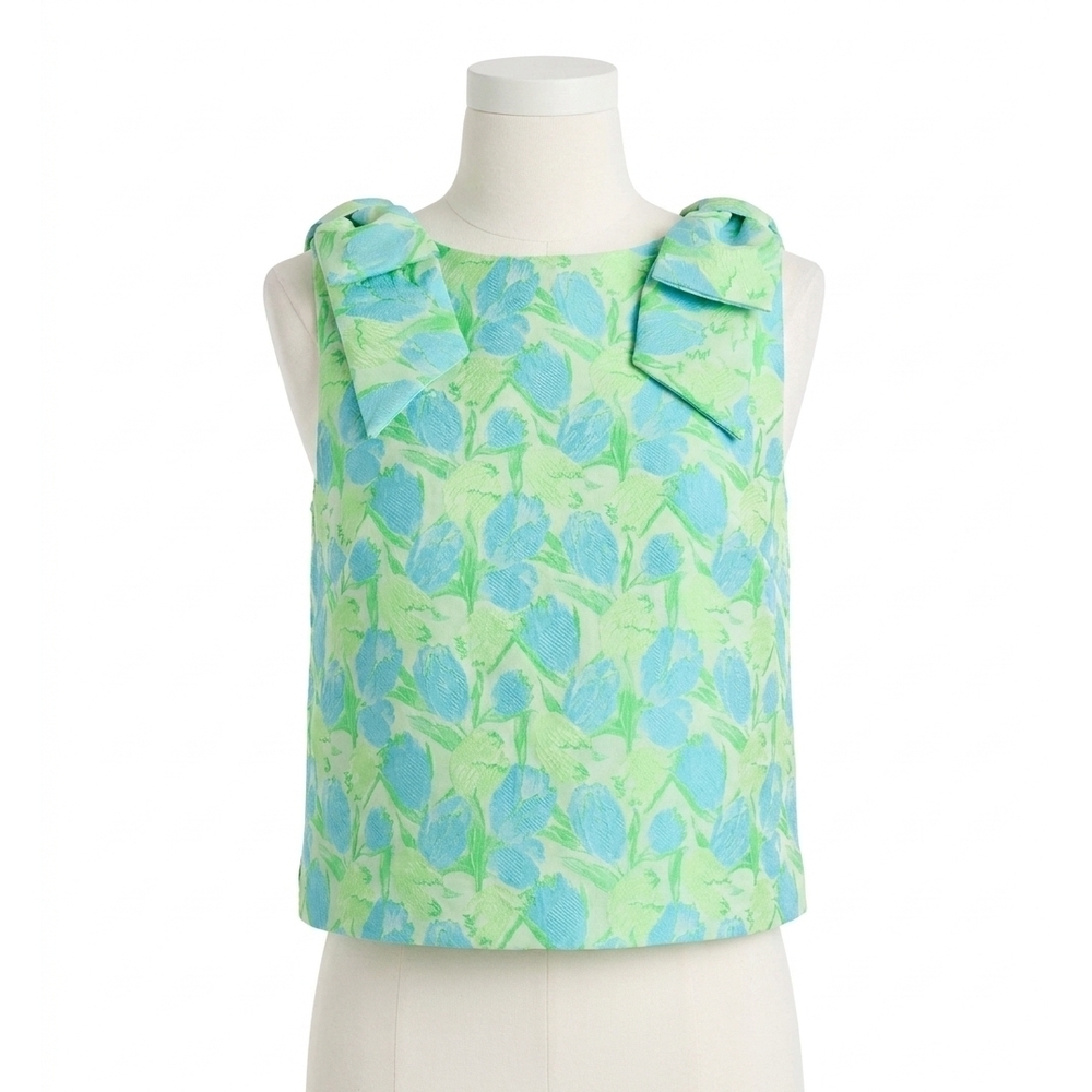NEW LILLY PULITZER annaleese crop top in capri blue tulip tango